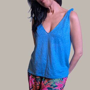 H&M Blue V-Neck Tank Top with Knot detail - Small